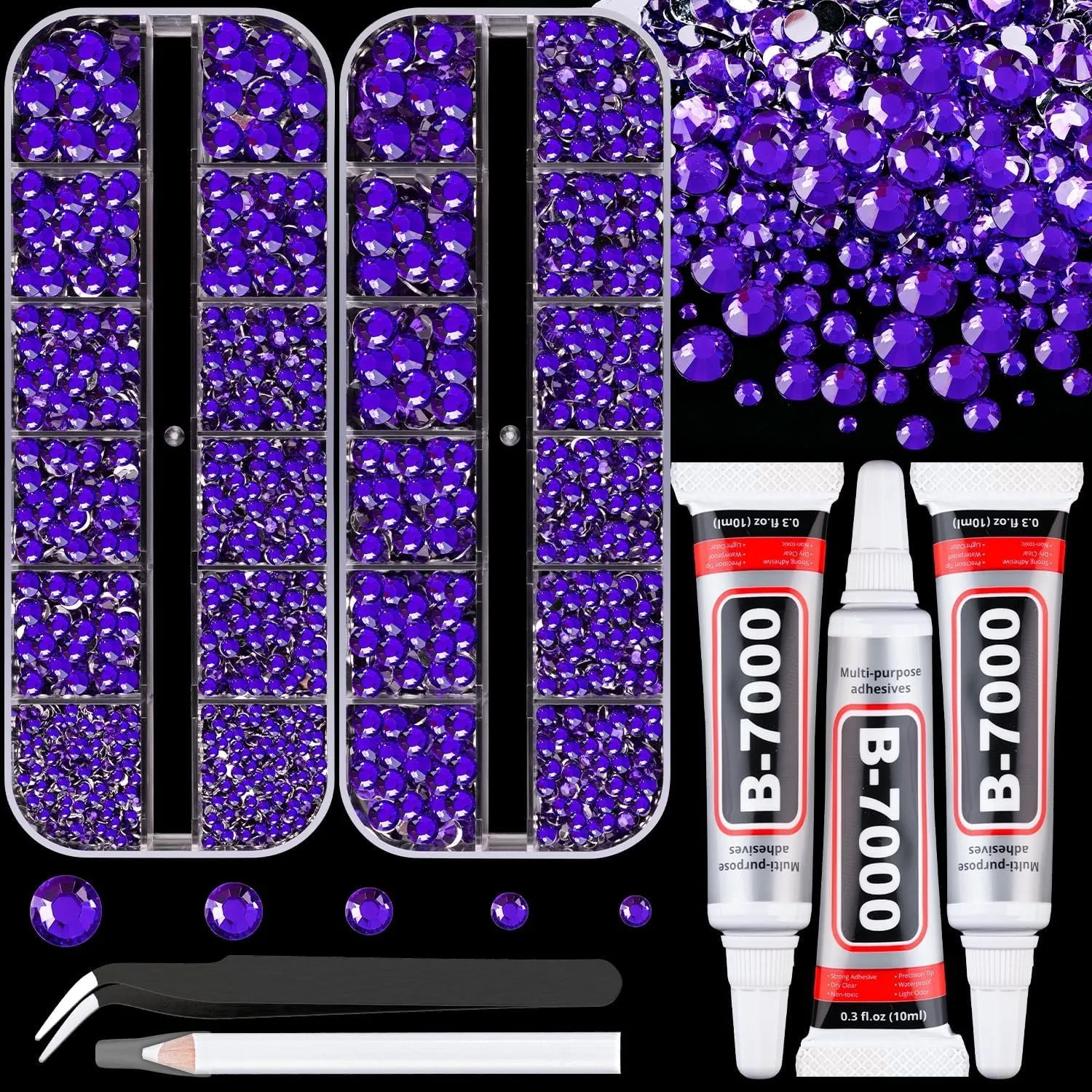 13000Pcs Flatback Pearls for Crafting (White), Assorted Size 2/3/4/5/6/8/10Mm Half Pearl with 3Pcs 10Ml B7000 Jewelry Glue, Bedazzling Bead for DIY Crafts Clothing Tumbler Shoes Embellishment Nail Art