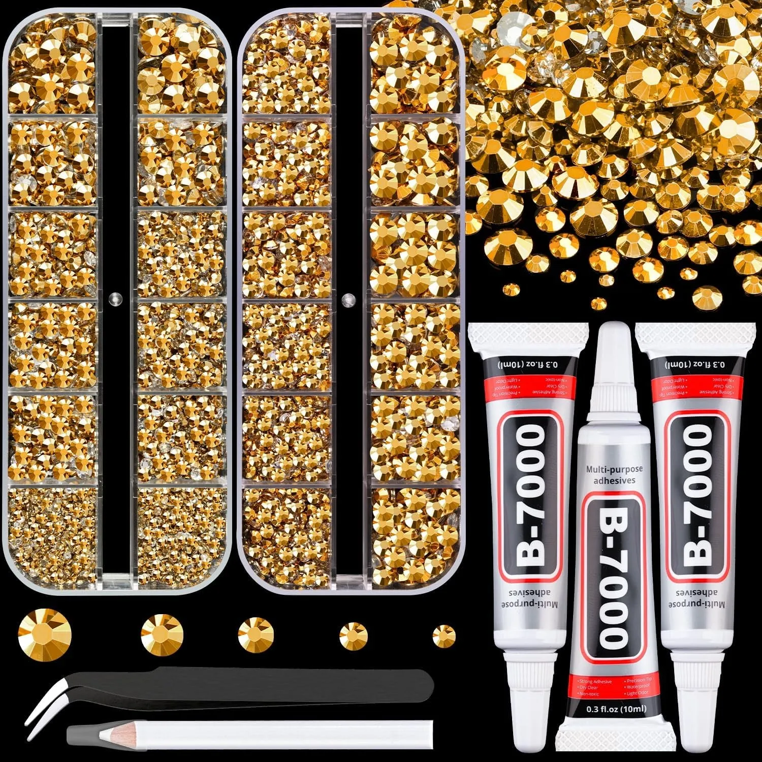 13000Pcs Flatback Pearls for Crafting (White), Assorted Size 2/3/4/5/6/8/10Mm Half Pearl with 3Pcs 10Ml B7000 Jewelry Glue, Bedazzling Bead for DIY Crafts Clothing Tumbler Shoes Embellishment Nail Art