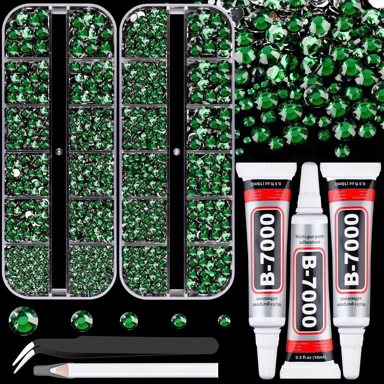 13000Pcs Flatback Pearls for Crafting (White), Assorted Size 2/3/4/5/6/8/10Mm Half Pearl with 3Pcs 10Ml B7000 Jewelry Glue, Bedazzling Bead for DIY Crafts Clothing Tumbler Shoes Embellishment Nail Art