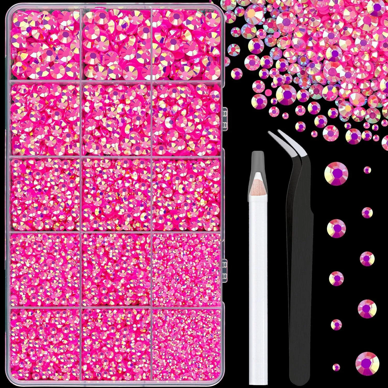 13000Pcs Flatback Pearls for Crafting (White), Assorted Size 2/3/4/5/6/8/10Mm Half Pearl with 3Pcs 10Ml B7000 Jewelry Glue, Bedazzling Bead for DIY Crafts Clothing Tumbler Shoes Embellishment Nail Art