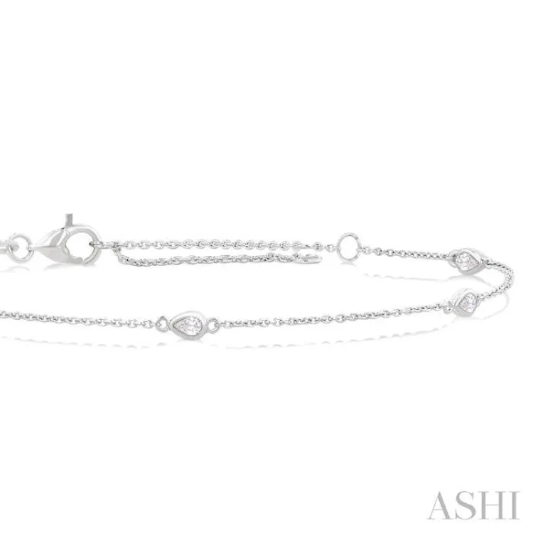 1/4 ctw Pear Cut Diamond Station Bracelet in 14K White Gold