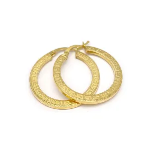 14k Geometric Pattern Hoop Earrings