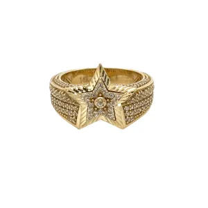14K Gold 3D Star Ring W/ CZ