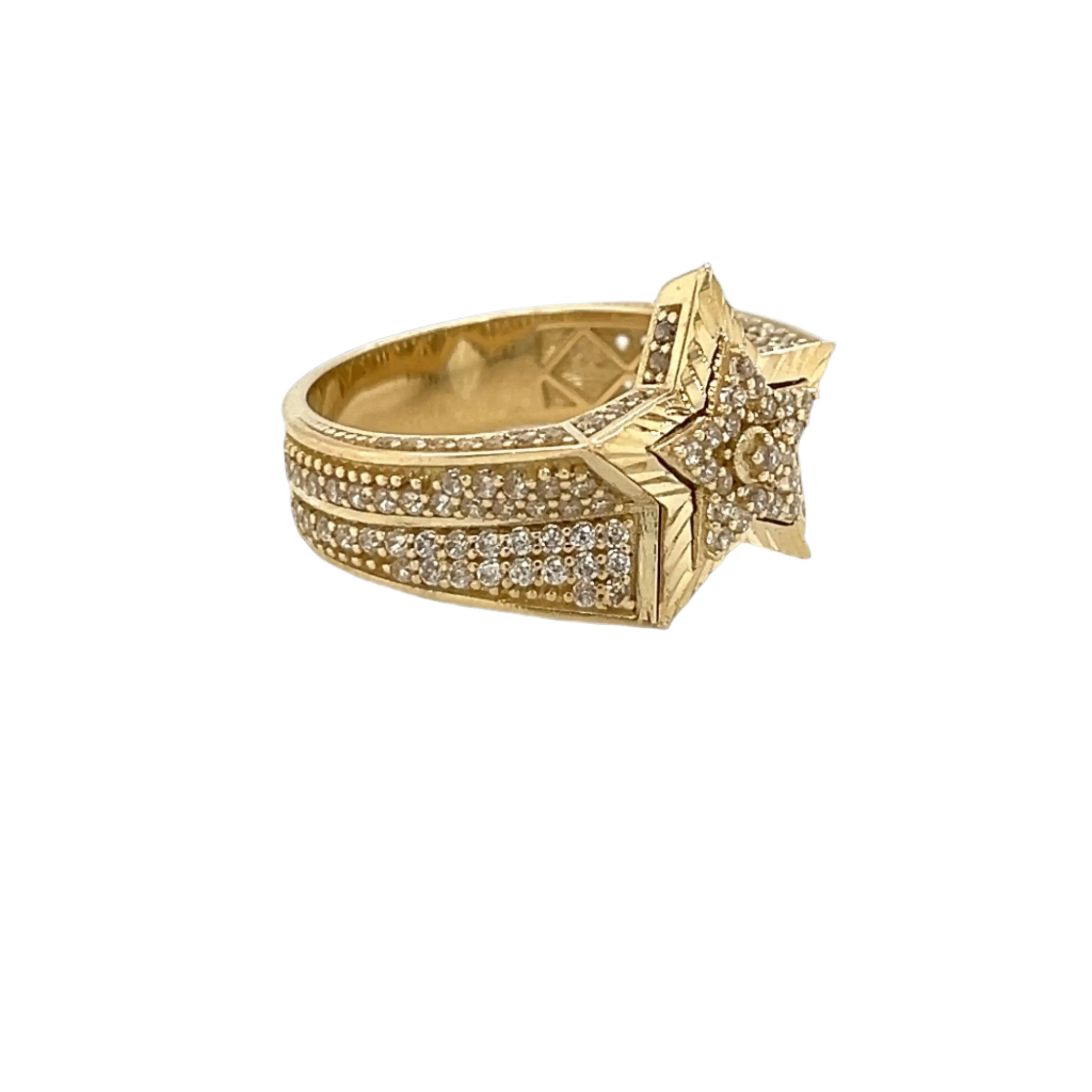14K Gold 3D Star Ring W/ CZ