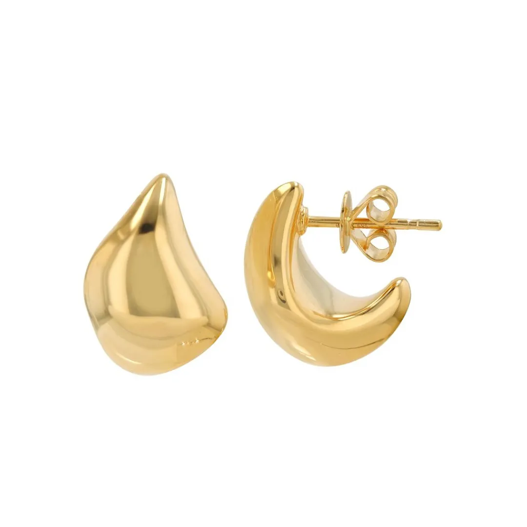 14K GOLD CURVE SCULPTURAL EARRINGS SMALL
