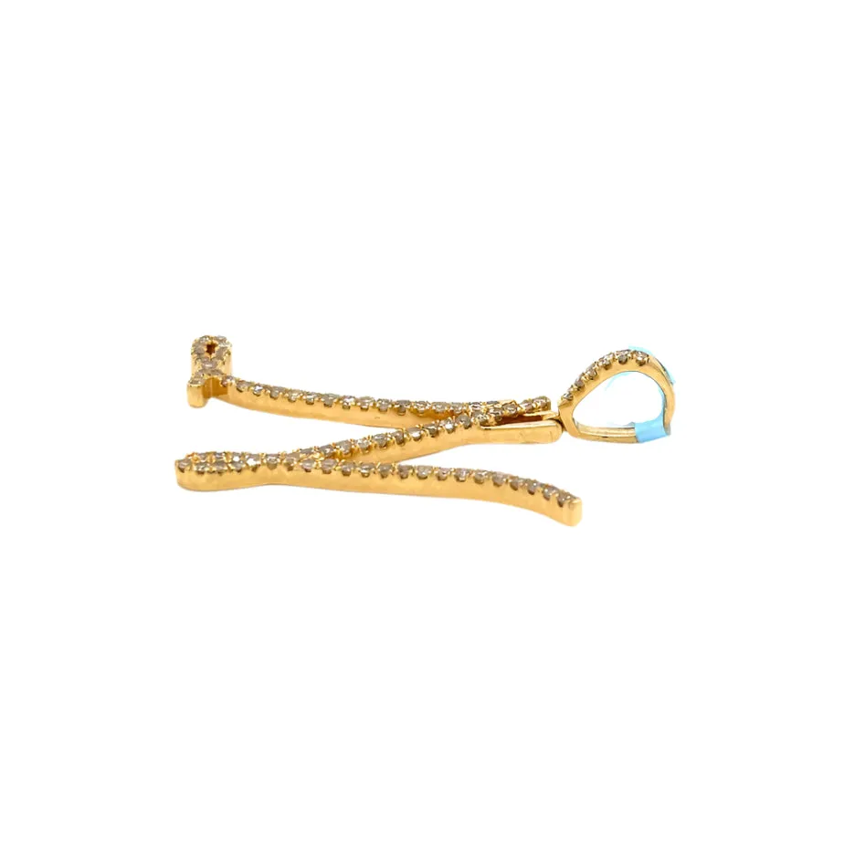 14k Gold Diamond Stylized Cursive Alphabet letter Charm Pendants