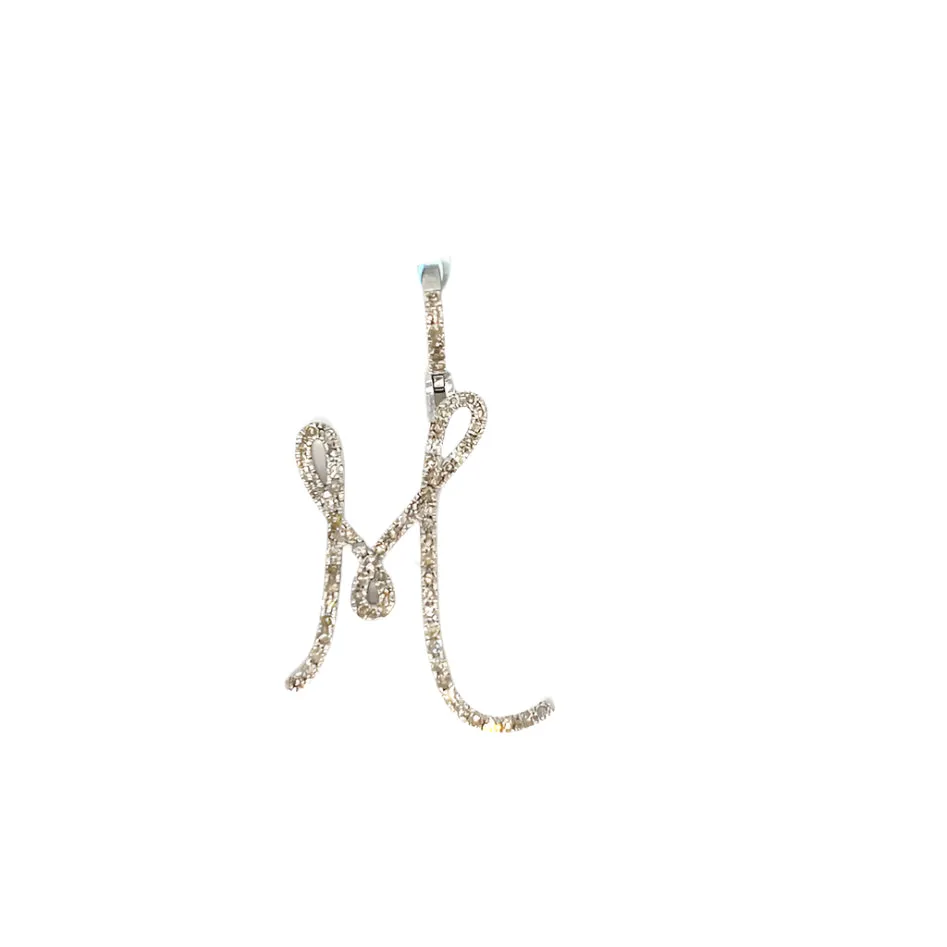 14k Gold Diamond Stylized Cursive Alphabet letter Charm Pendants