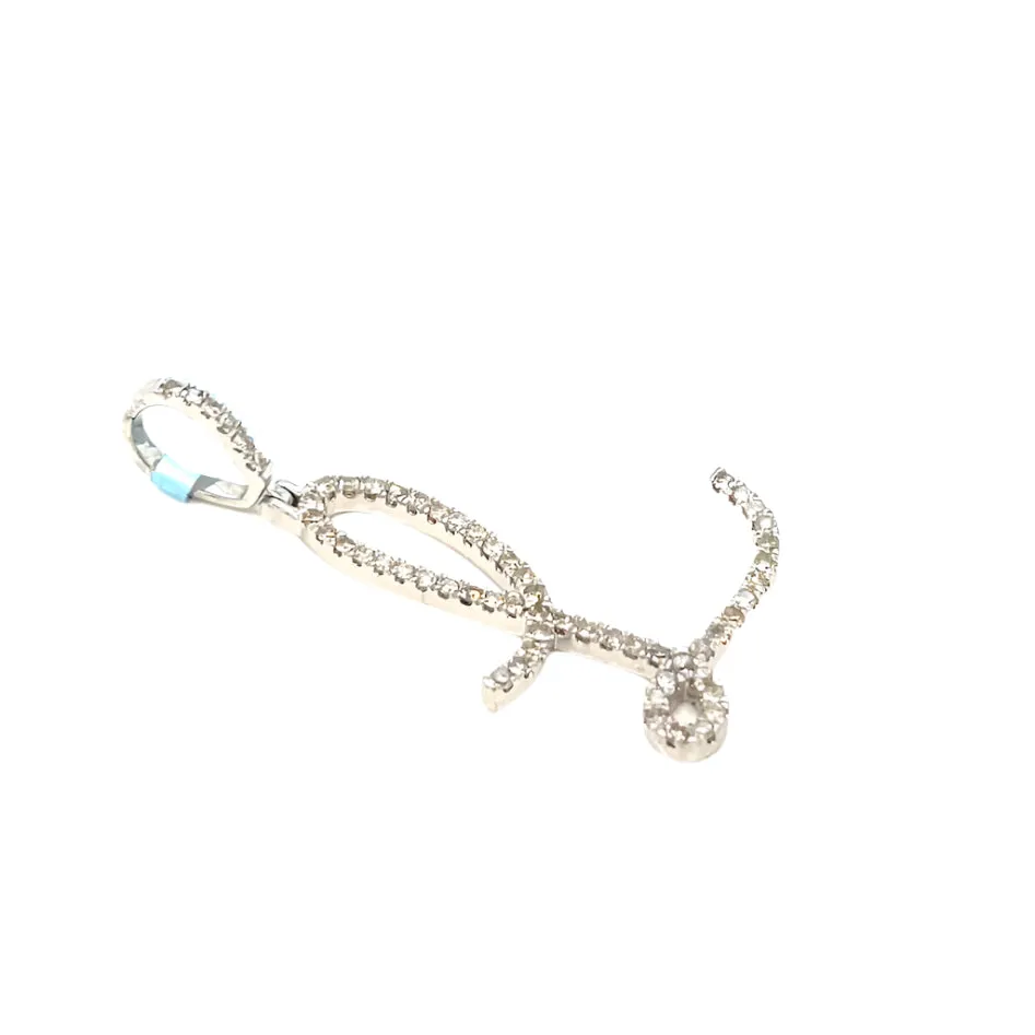 14k Gold Diamond Stylized Cursive Alphabet letter Charm Pendants