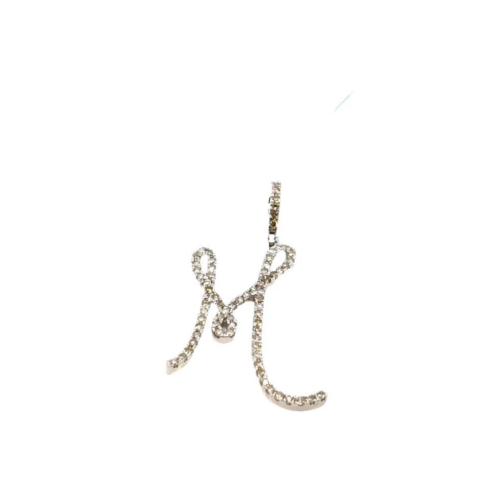 14k Gold Diamond Stylized Cursive Alphabet letter Charm Pendants