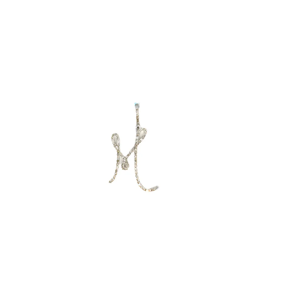 14k Gold Diamond Stylized Cursive Alphabet letter Charm Pendants