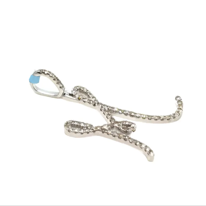 14k Gold Diamond Stylized Cursive Alphabet letter Charm Pendants