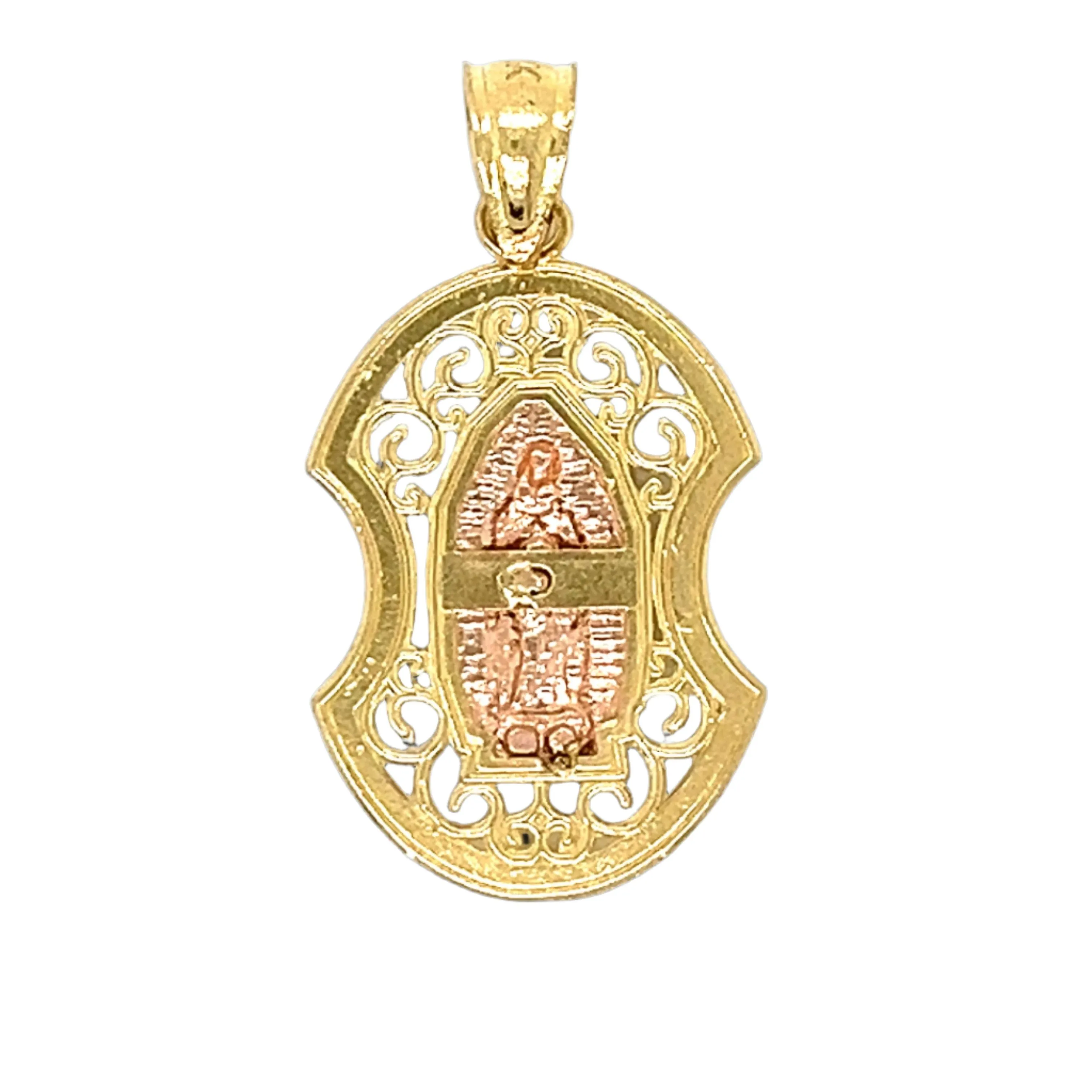 14K Gold Fancy Two Tone Virgen Of Guadalupe Pendant