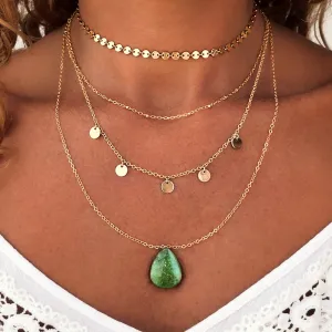 14K gold-filled layered necklace set with Sonoran Gold turquoise