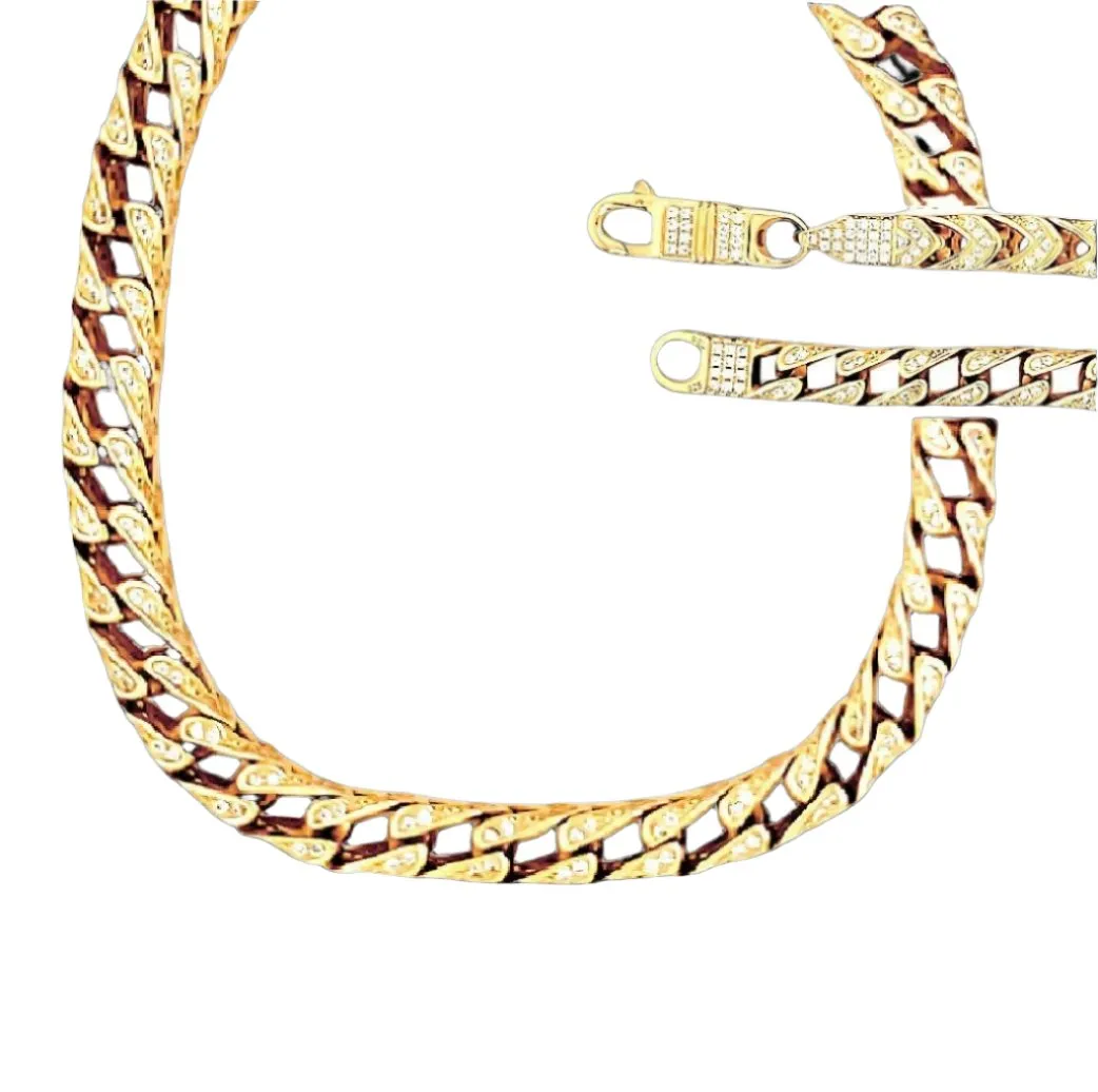 14K Gold Finish CZ Franco Chain Necklace