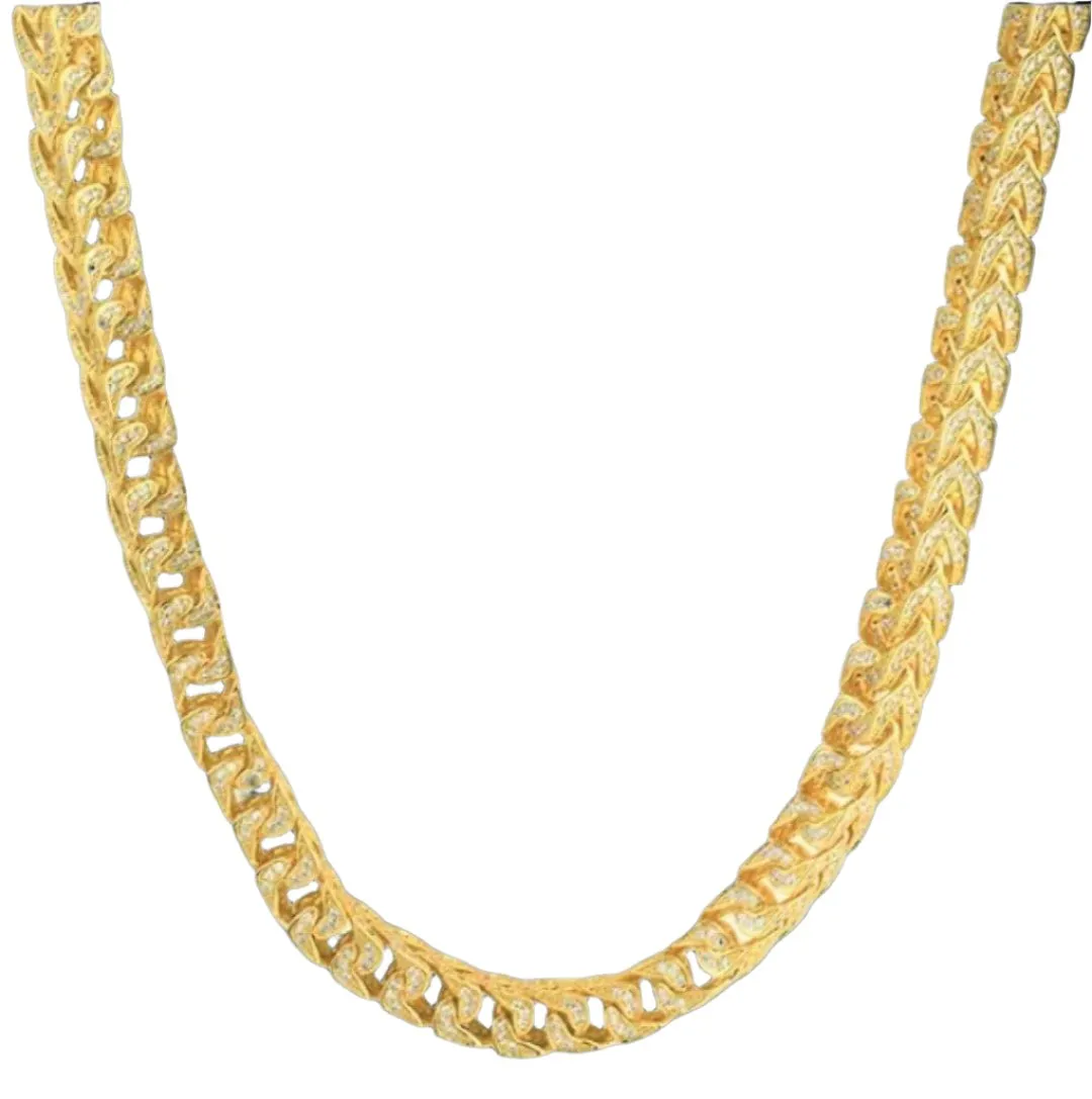 14K Gold Finish CZ Franco Chain Necklace