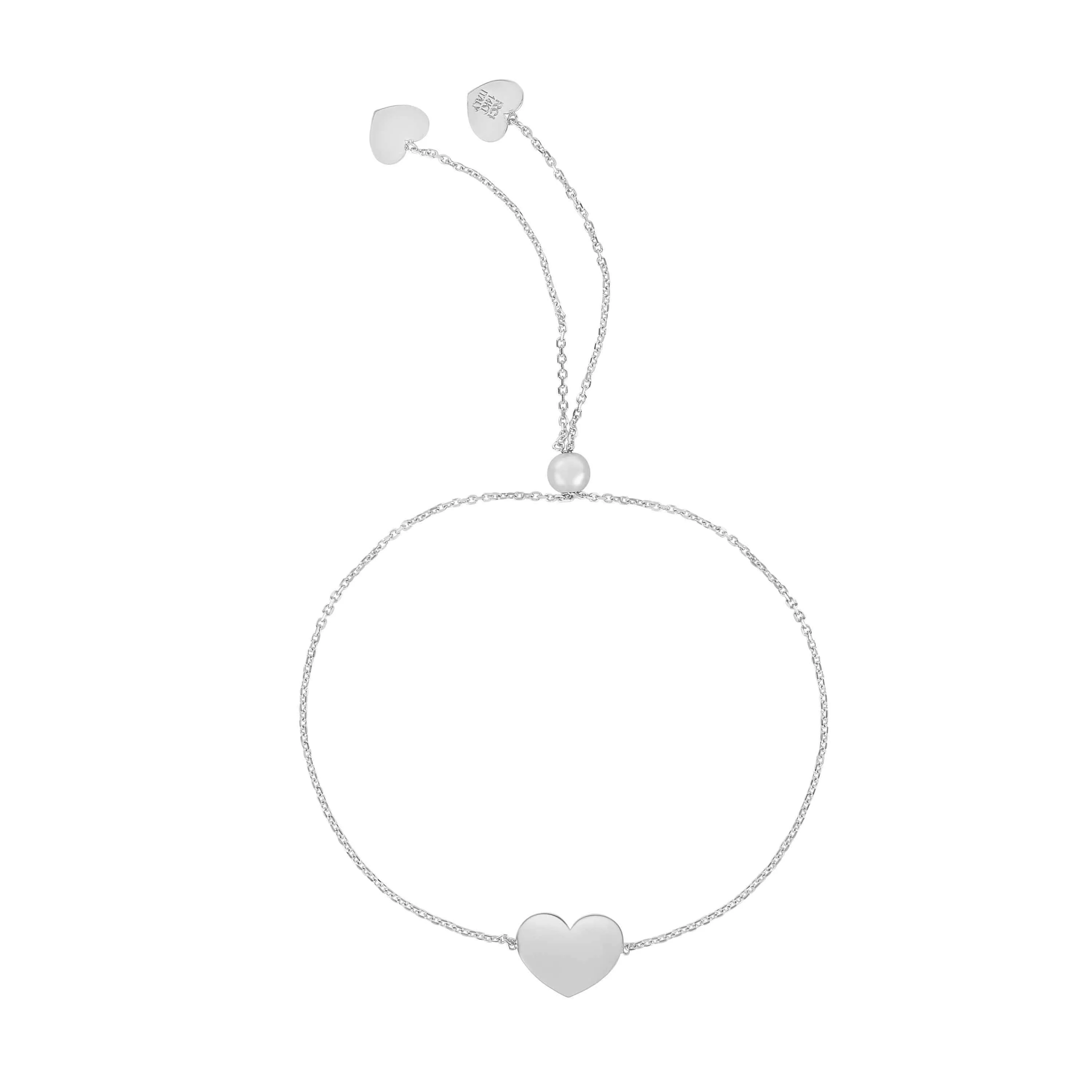 14K Gold Polished Heart Adjustable Pull Bolo Bracelet