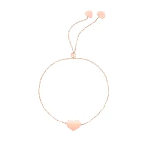 14K Gold Polished Heart Adjustable Pull Bolo Bracelet