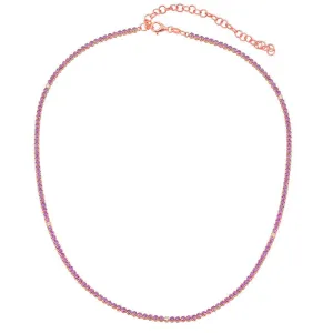 14K Gold Sapphire With Diamond Tennis Choker