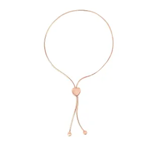14K Gold Snake Chain Heart Lariat Adjustable Pull Bolo Bracelets