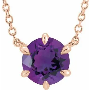 14K Rose Amethyst Solitaire 18" Necklace