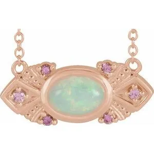 14K Rose Ethiopian Opal & Pink Sapphire Vintage-Inspired 16" Necklace