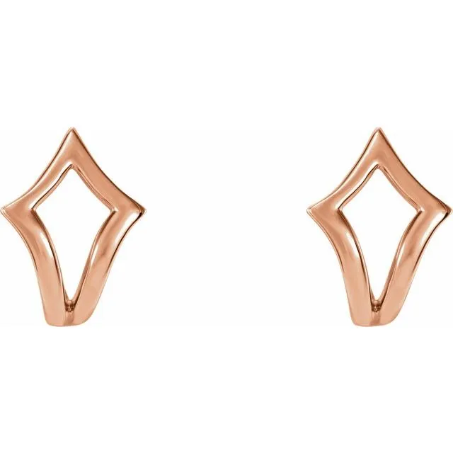 14K Rose Geometric J-Hoop Earrings