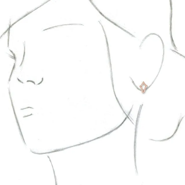 14K Rose Geometric J-Hoop Earrings