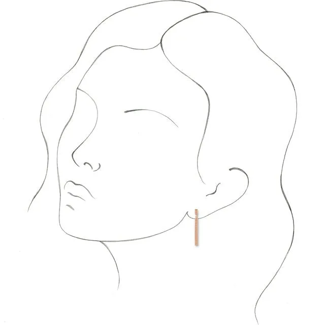 14K Rose Gold 29x2.4 mm Sculptural Bar Earrings