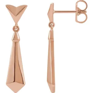14K Rose Gold Geometric Dangle Earrings