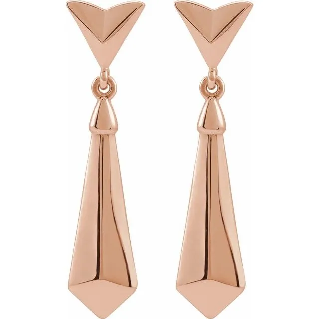 14K Rose Gold Geometric Dangle Earrings