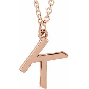 14K Rose Initial K Dangle 16" Necklace