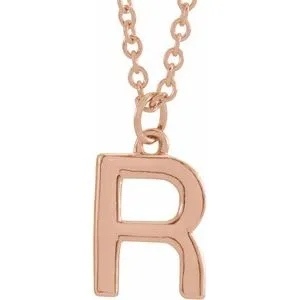 14K Rose Initial R Dangle 18" Necklace