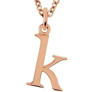 14K Rose Lowercase Initial k 16" Necklace