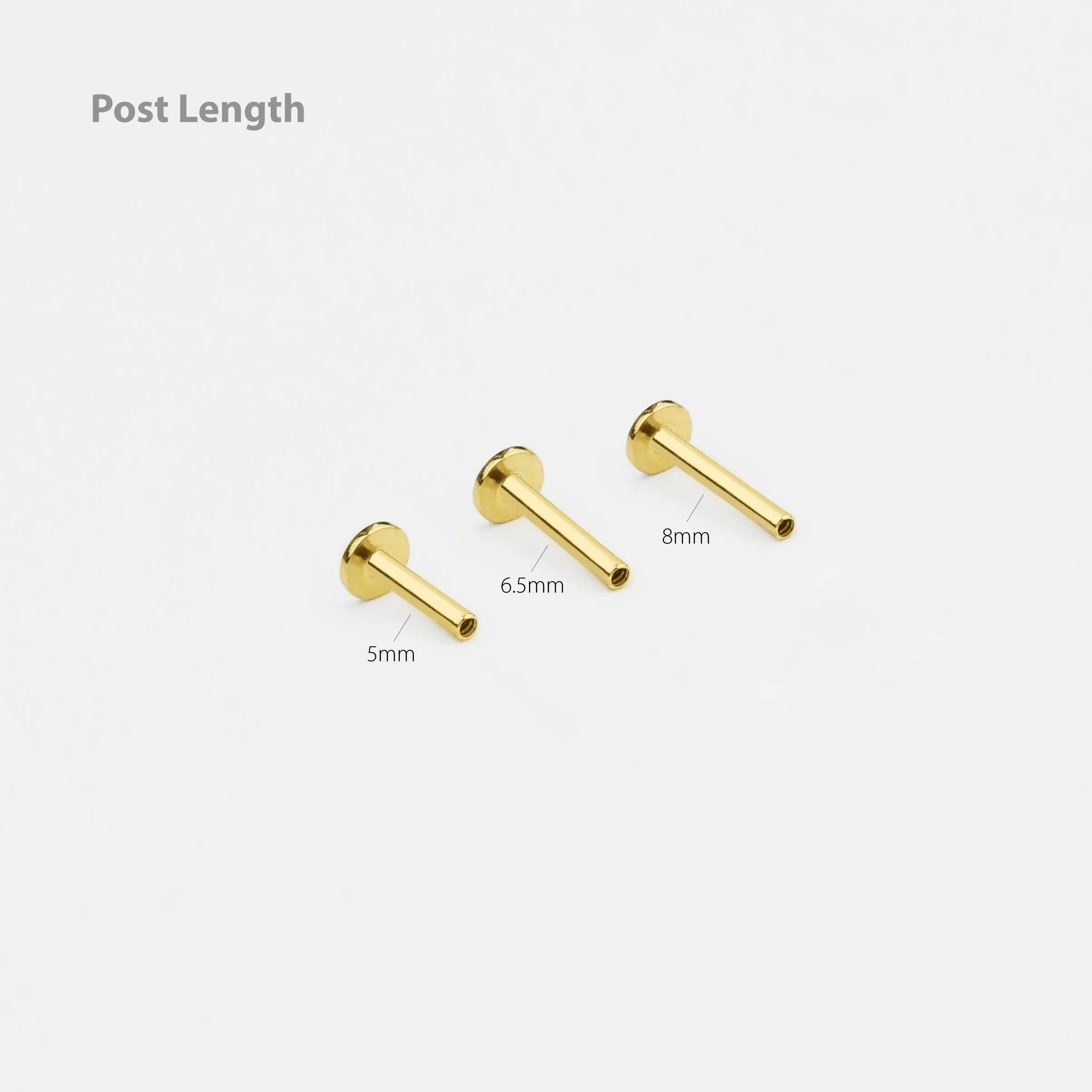 14k Solid Gold Tiny Geometric Internally Threaded Labret Stud Earring
