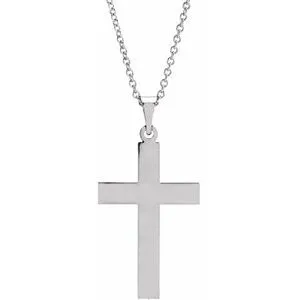 14K White 18 x 12 mm Cross 18" Necklace
