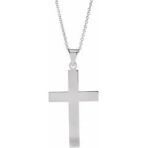 14K White 18 x 12 mm Cross 18" Necklace