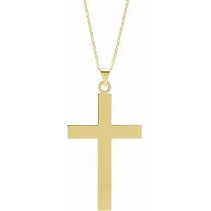 14K White 18 x 12 mm Cross 18" Necklace