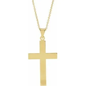 14K White 18 x 12 mm Cross 18" Necklace