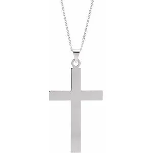 14K White 18 x 12 mm Cross 18" Necklace