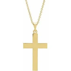 14K White 18 x 12 mm Cross 18" Necklace