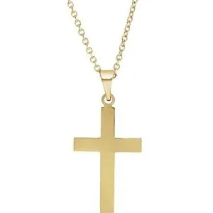 14K White 18 x 12 mm Cross 18" Necklace