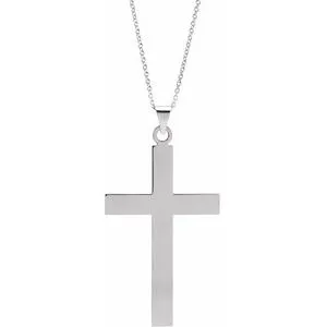 14K White 39 x 25 mm Cross 18" Necklace