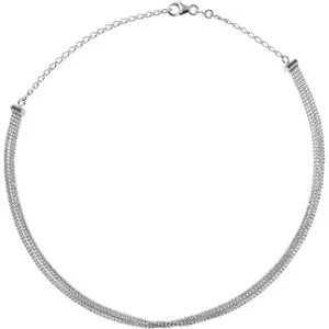 14K White 5-Strand Bead Chain 13-16" Choker