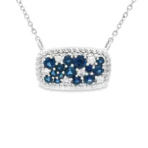 14k White Gold Diamond and Sapphire Pendant