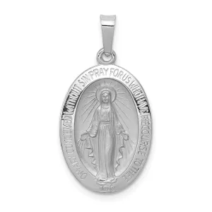 14k White Gold Miraculous Medal Charm Pendant