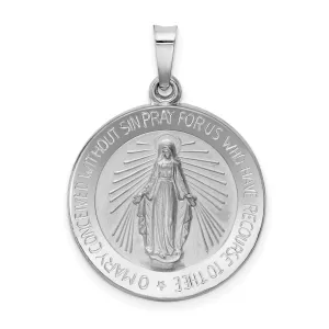 14k White Gold Miraculous Medal Pendant