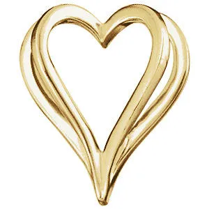 14k White Gold Shadow Heart Pendant Slide