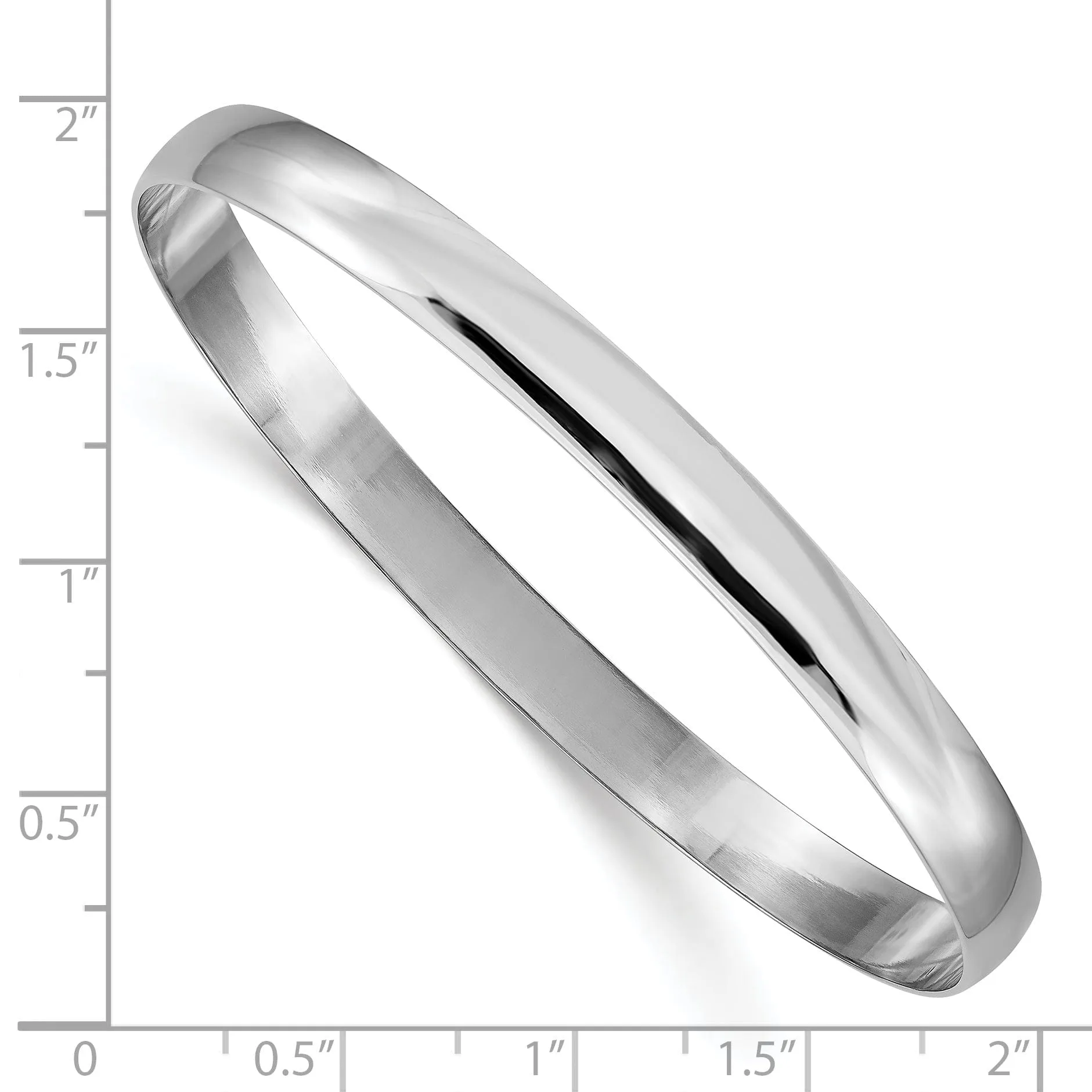 14k White Gold Solid Half-Round Slip-On Bangle