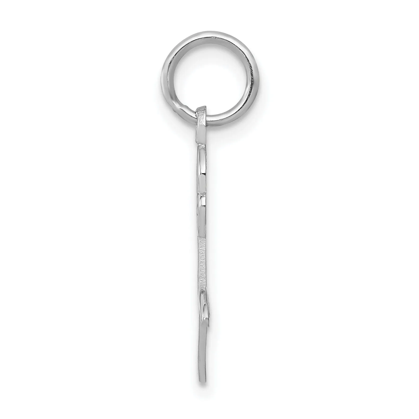 14k White Gold  Solid Textured Back Polished Finish Rose Charm Pendant