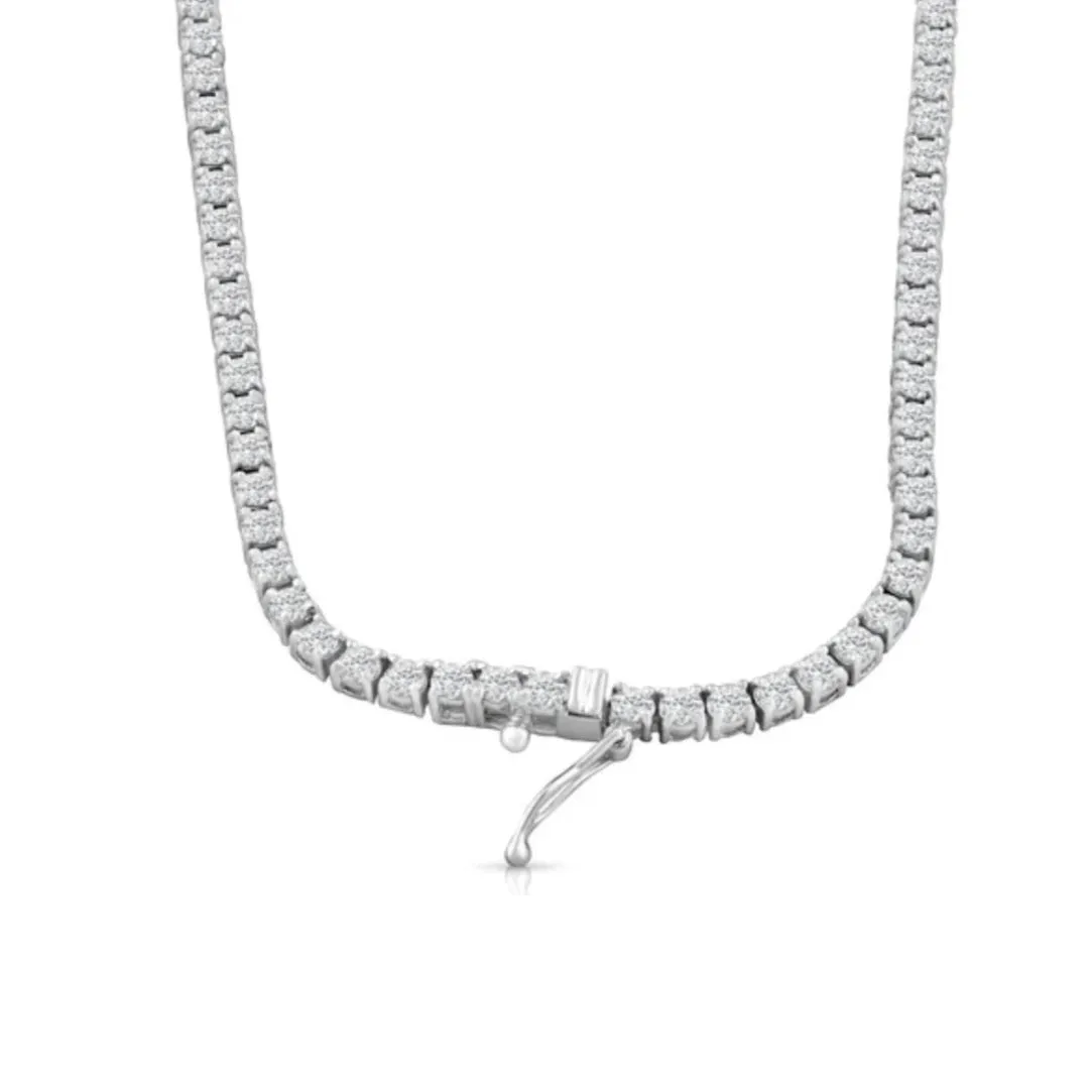 14K White Gold Tennis Round Diamonds 2.75mm 18" Luxury Chain Necklace - NEC-47210